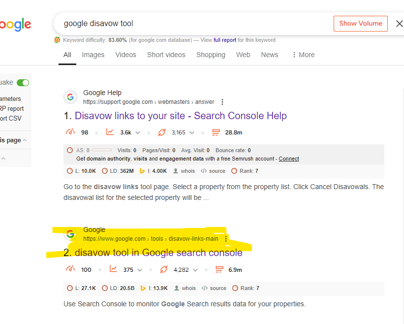 goggle disavow tool